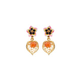 Les Nereides Paradis Perdu Tiaré flower and Physalis Post Earrings