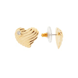 Les Nereides Charms D'Amour Ripple Effect Heart and Cubic Zirconia Clip-On Earrings