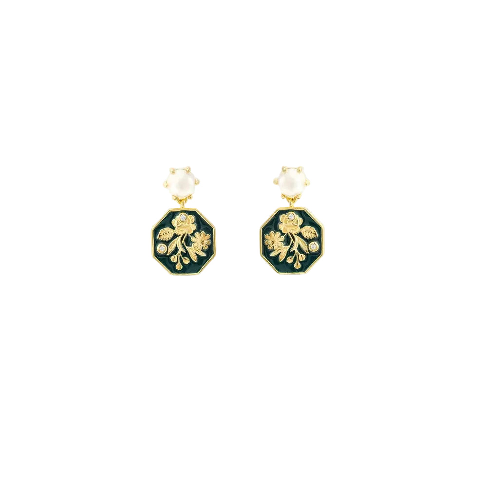 AYOP106T1 Post Earrings OPERA NATIONAL DE PARIS  Passementerie Green