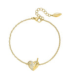 Police Heartstone Women’s Gold Crystal Chain Bracelet – Heart Lock Design