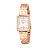 Rose gold-toned Esprit women's watch with a rectangular case, mother-of-pearl dial, and link bracelet
