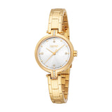 Gold-toned Esprit women's watch with a white sunray dial, crystal hour markers, and a multi-link bracelet.