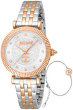 Just Cavalli Unleashed Ladies Silver Gray Dial Two Tone Silver Rose gold watch