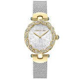 Cerruti 1881  Nemi Ladies White Dial Gold Case Silver Mesh Bracelet Watch