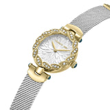 Cerruti 1881  Nemi Ladies White Dial Gold Case Silver Mesh Bracelet Watch