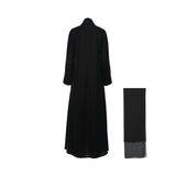 Back view of the Lamar LB244 Black Abaya showing the full-length velvet-texture drape.