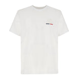 Optic white short-sleeved crew neck t-shirt with an embroidered white 'LA' logo and blue and red stripes on the left chest.