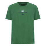 Green short-sleeved crew neck t-shirt with 'LA MARTINA BUENOS AIRES' text, a striped flag, and a polo emblem on the front.