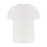 Optic white short-sleeve t-shirt with a crew neck, featuring a small dark label at the back of the neck and on the left sleev