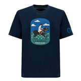 Navy blue short-sleeved t-shirt with a front graphic of a polo player on a horse, 'LA MARTINA POLO CLUB'. Blue 'Co' embroider