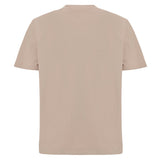 Beige short-sleeved t-shirt with a crew neck and a plain back.