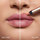 Rose gold-toned lip liner pencil with a peachy-nude tip, shade 26 Don't Be Chai.