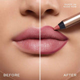 Rose gold-toned retractable lip liner with a black collar and an exposed nude pink tip.