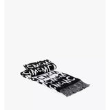 MCM Oversized Wool-silk Stole with Jacquard “MCM” Monogram and Pocket