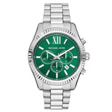 Michael Kors Lexington Chronograph Gents Green Dial Stainless Steel Watch