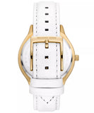 Michael Kors Slim Runway Ladies Silver Dial Gold Case White Leather Starp Watch