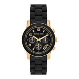 Michael Kors Runway Ladies Black Dial Gold-Tone Watch