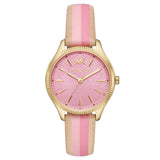 Michael Kors Lexington Ladies Pink Dial Gold Plated Case Leather StrapWatch