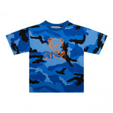 Moschino Kids Boy's Blue  Camouflage T-Shirt