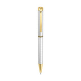 Police Consolas Stainless Steel Textured Ballpoint Pen with Gold Trim