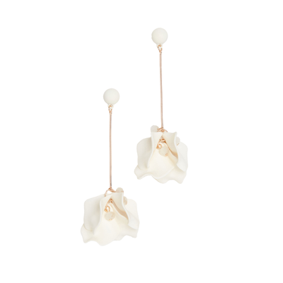 Shashi Petunia White Earrings – Floral Drop Statement Design