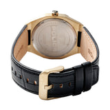 Police Gents Gold-Tone Watch with Black Dial and Leather Strap
