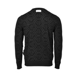 Philipp Plein AW25 Men’s Black Monogram Pullover Sweater – Blue Salon Qatar
