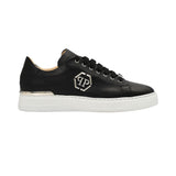 Philipp Plein Men’s Black & Silver Leather Low-Top Sneakers