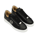 Philipp Plein AW25 Black Leather Sneakers with Silver Detailing – Available at Blue Salon Qatar