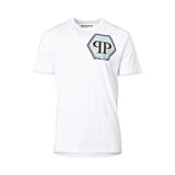 Philipp Plein AW25 Men’s White Logo Cotton T-Shirt – Blue Salon Qatar