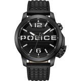 Police Automated Gents Black Dial Black Case Black Leather Strap Watch