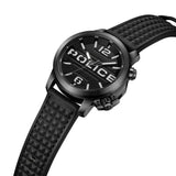 Police Automated Gents Black Dial Black Case Black Leather Strap Watch