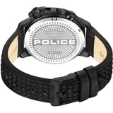 Police Automated Gents Black Dial Black Case Black Leather Strap Watch