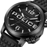 Police Automated Gents Black Dial Black Case Black Leather Strap Watch