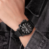 Police Automated Gents Black Dial Black Case Black Leather Strap Watch