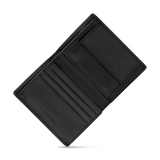 olice Luca Men’s Black Leather Card Case Open View – Organized Slim Design