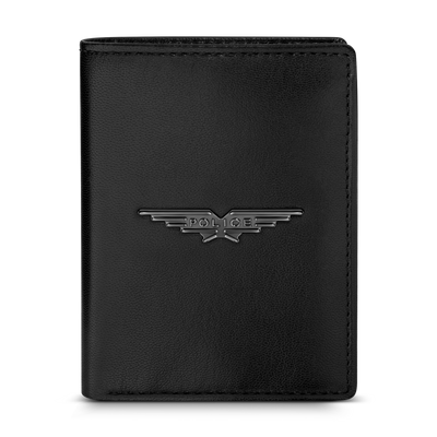 Police Luca Men’s Black Leather Card Case – Compact Vertical Wallet