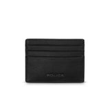 olice Luca Black Leather Card Holder Side Angle – Men’s Slim Wallet with Police Logo