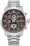 Police Neist Gents Brown Dial Silver Stainless Steel Watch
