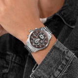 Police Neist Gents Brown Dial Silver Stainless Steel Watch