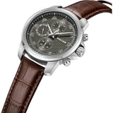 Police Mensor Gents Grey Dial Silver Stainless Steel Case Brown Leather Strap Watch