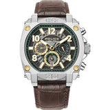 Police Norwood Gents Black Dial Silver Stainless Steel Case Brown Leather Strap Watch