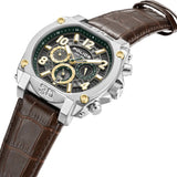 Police Norwood Gents Black Dial Silver Stainless Steel Case Brown Leather Strap Watch