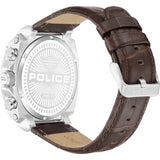 Police Norwood Gents Black Dial Silver Stainless Steel Case Brown Leather Strap Watch