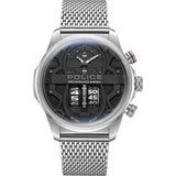Police Rotorcrom Gents Black Dial Stainless Steel Silver Watch