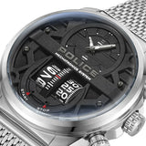 Police Rotorcrom Gents Black Dial Stainless Steel Silver Watch