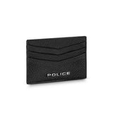 Police Primo Black Textured Leather Card Holder – Side Angle View