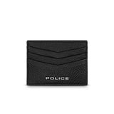 Police Primo Men’s Black Leather Card Case – Textured Minimalist Design