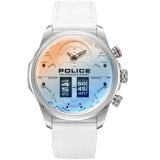 Police Rotorcrom Gents Analog Grey Dial Silver Case White Silicon Watch