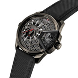 15-degree angle showing the depth of the 12mm case and integrated silicon strap.